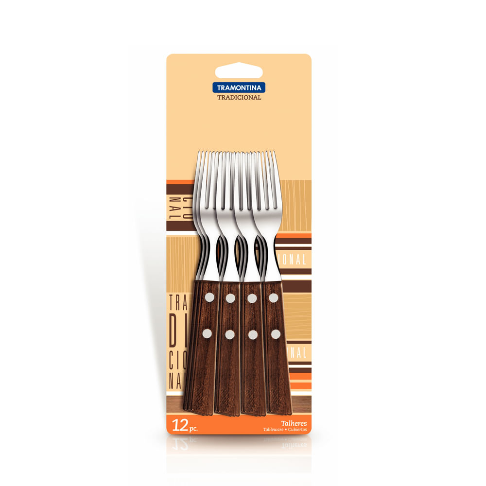 Tramontina Polywood Juego de Tenedores Stainless Steel Forks Set with  Polywood Handle (3 pc)