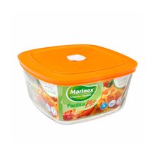 Pote cuadrado de vidrio c/tapa Marinex