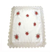 Mantel D/180 Cm 6servilleta color crema D/borde - Flor roja