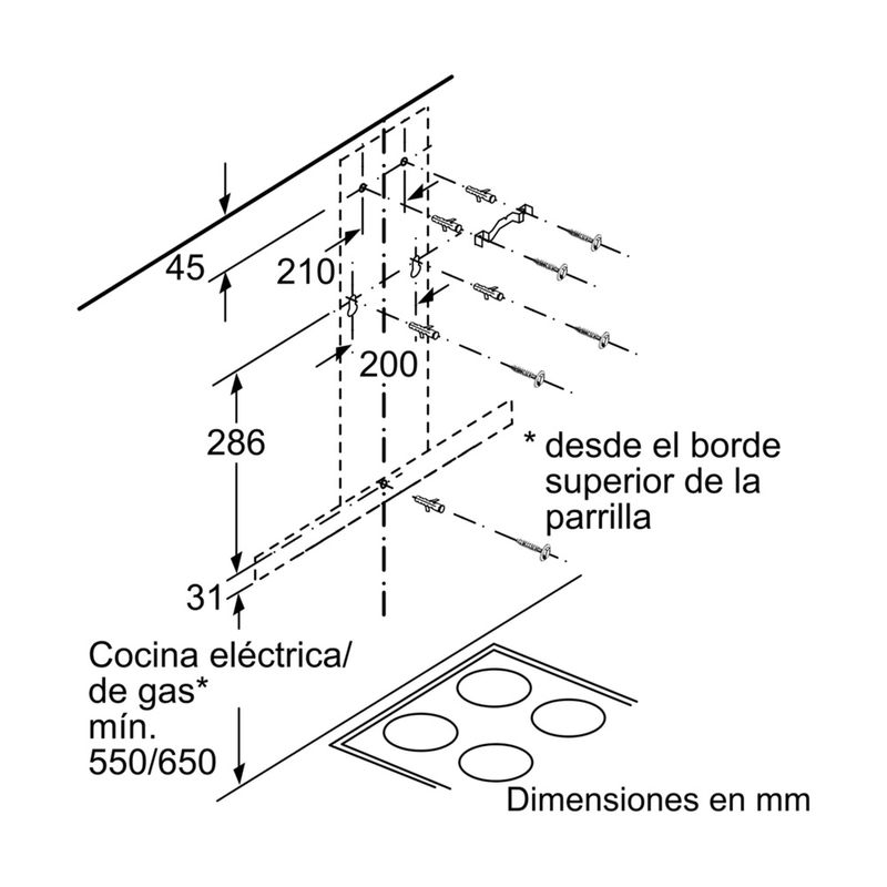 ▷ Campana decorativa de pared Bosch DWB77CM50 de 70 cm a 671 m³/h