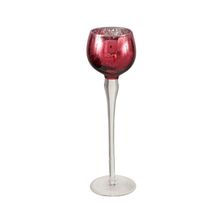 Porta velas Minou 22cm Rosa brillante craquelado