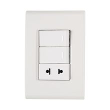 2 interruptores unipolar + 1 tomacorriente 2p universal Blanco