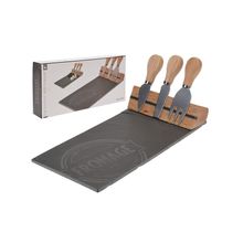 Set de cuchillos + tabla para quesos 4pzas