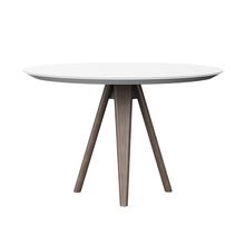 Mesa Comedor 4 puestos redonda LIZZIE vidrio Blanco/Nogueira