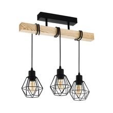 Lámpara Colgante TOWNSHEND 5 metal madera Negro E27 3x60w