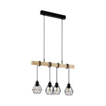 Lámpara Colgante TOWNSHEND 5 metal madera Negro E27 4x60w