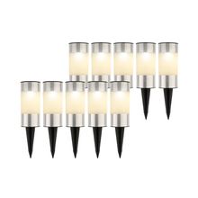 Set Lámpara solar LED Acero luz cálida 14cm