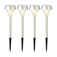 Set Lámpara solar LED acero transparente luz cálida 24cm hat