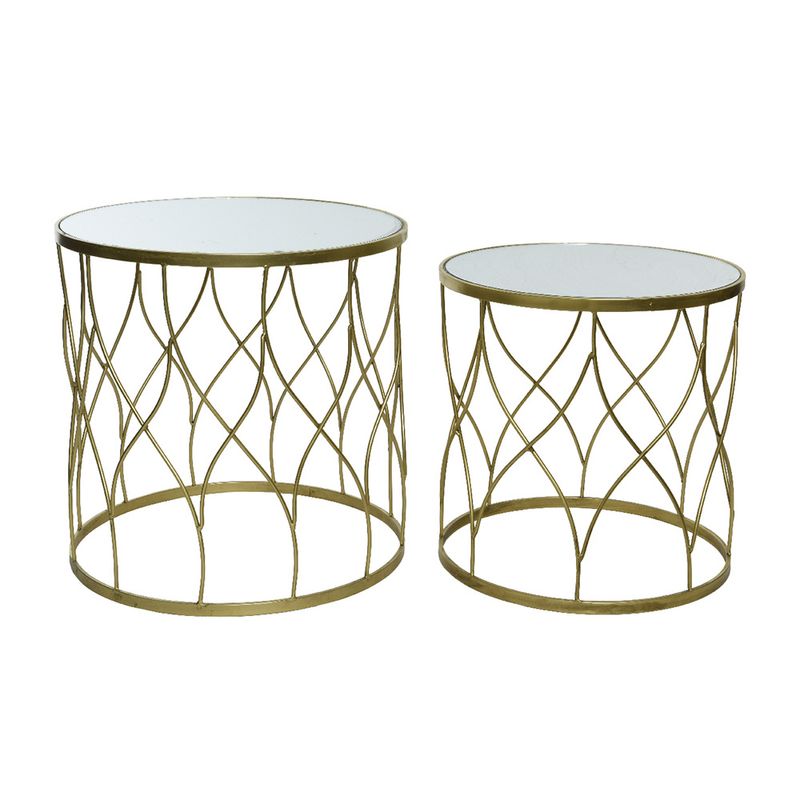 Set Mesas Auxiliares OURO metal color Dorado