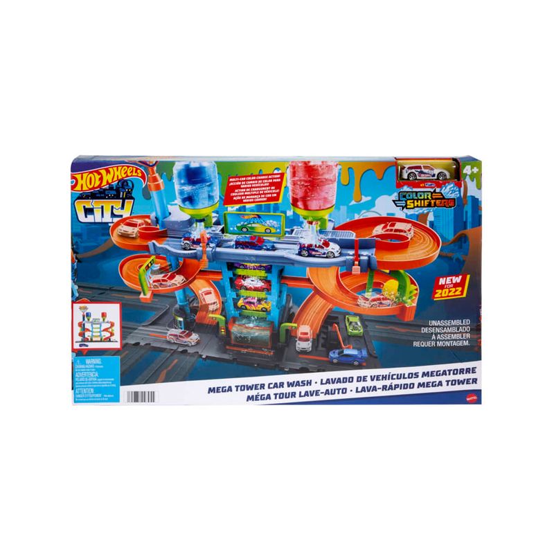 Hot Wheels City Autolavado Mega Torre, Pistas de Autos, HDP05 -  