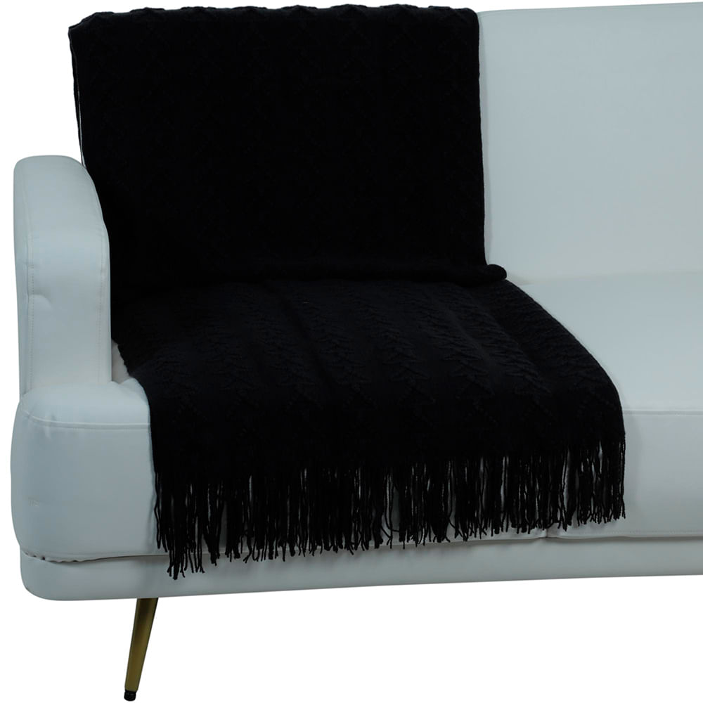 Manta negra multicolor acrílico y lana 125x150 BERBER