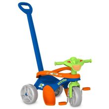 Triciclo Mototico con cerco azul y naranja paseo y pedal