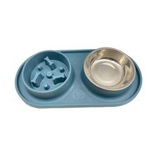 Plato para perro de acero inoxidable azul
