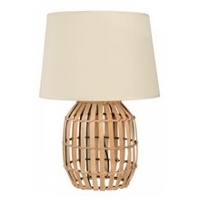 Lámpara de Mesa Bambú/Acero 1 luz E27 60w Crema