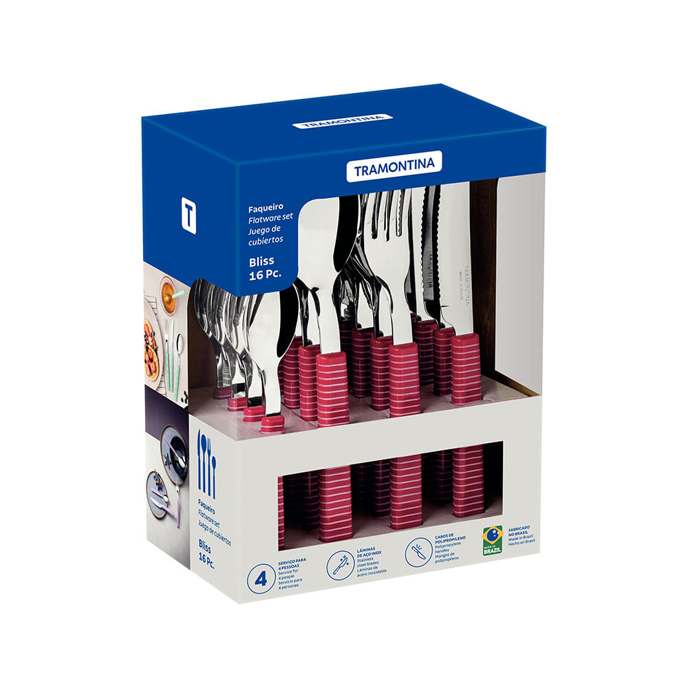 Ripley - SET DE CUBIERTOS BUBBA BRANDS ACERO INOXIDABLE ROSADO 16.0 PIEZAS