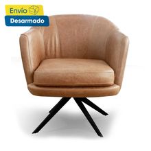 Silla poltrona AURORA cuero color Camel