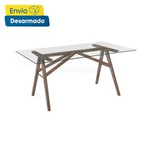 Mesa de Comedor ADRIANO 6 puestos Tabaco/Vidrio