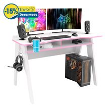 Escritorio Gamer LINA color Blanco/Rosa
