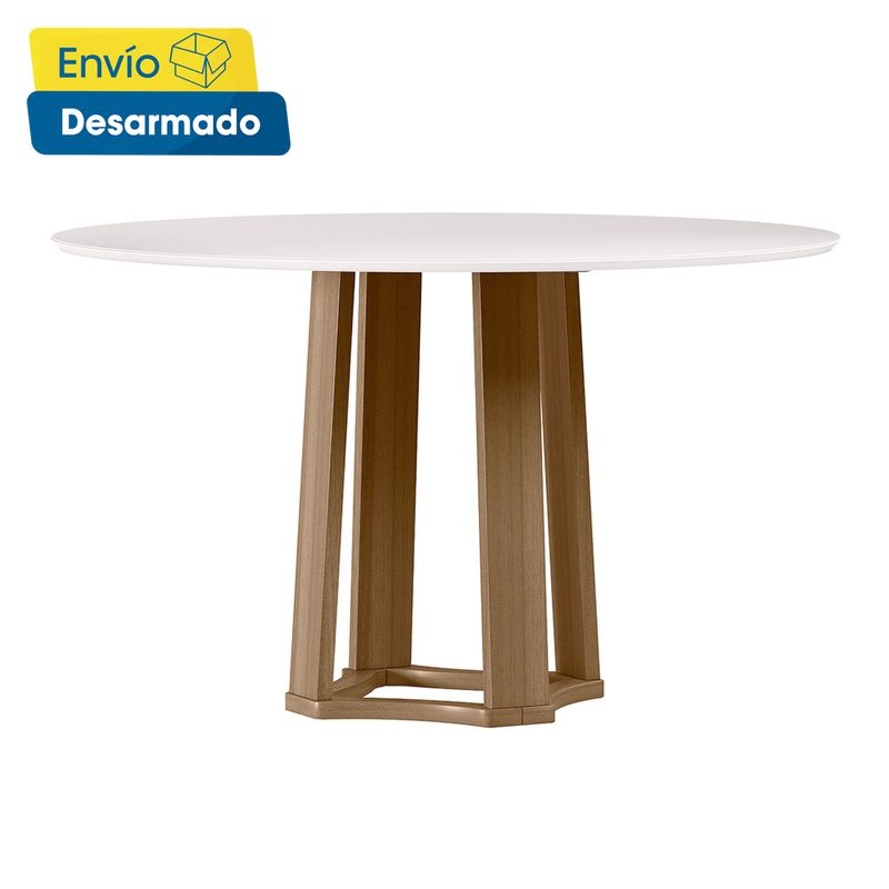 Dmora - Mesa fija Daureli, Mesa de comedor multiusos, Mesa redonda