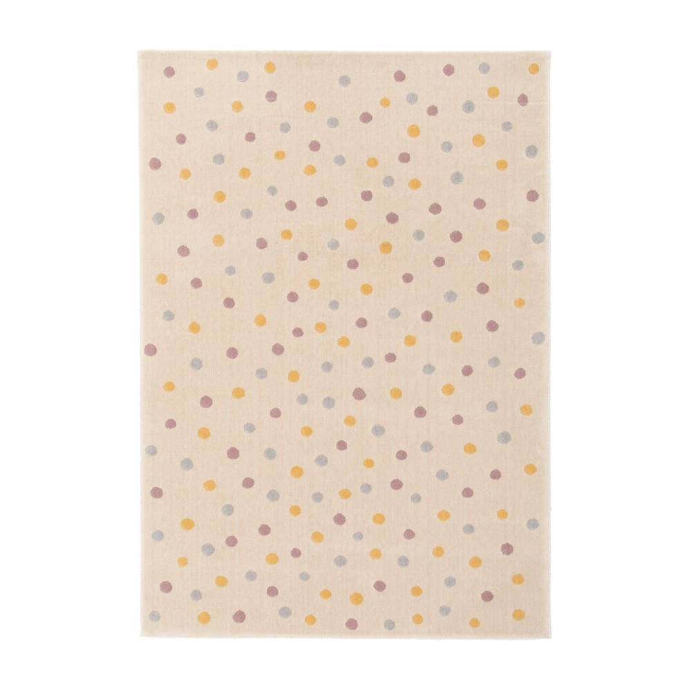 Alfombra infantil de algodón beige con lunares multicolores 100 x 150 cm  DADA - Miliboo