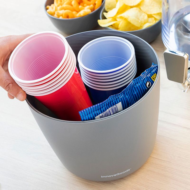 DISPENSADOR BEBIDAS PLASTICO C/3 VASOS STDO 4 COLORES al por Mayor ≫  Plasticosur