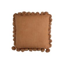 Cojin deco pompones color durazno 45x45 cm