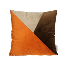 Cojin terciopelo cafe naranja gris diagonal 45x45cm