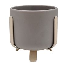 Maceta con base metálica Gris