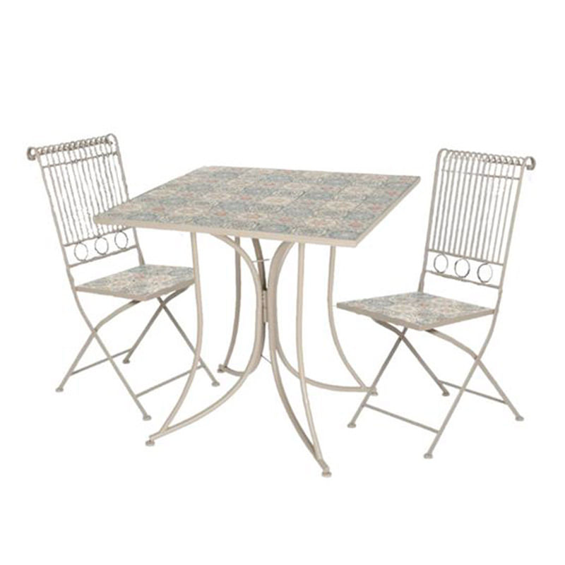  Juego de mesa de comedor de jardín, muebles de terraza, juego  de 3 piezas de aluminio fundido, mesa de charla al aire libre, mesa de  centro de balcón, muebles impermeables 