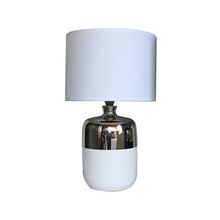 Lámpara de Mesa de cerámica E27 color Blanco/Plateado