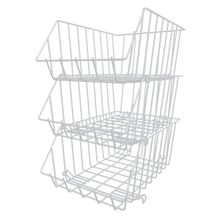 Canasta apilable  set 3 plastificado blanco
