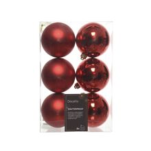 Set 6 esferas de plastico 8cm rojo christmas