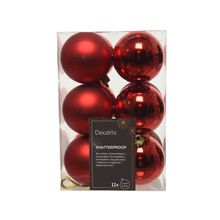 Set 12 esferas de plastico  6cm rojo christmas