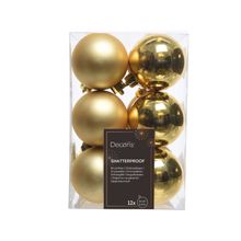 Set 12 esferas de plastico  8cm dorado