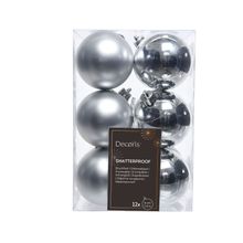 Set 12 esferas 6cm plata-mate