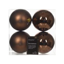 Set 4 esferas de plastico cafe 10cm