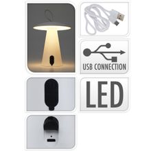 Lampara de mesa recargable usb blanca