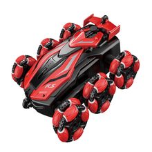 Vehiculo acrobatico r/c stunt 6 ruedas rojo con luz y vapor