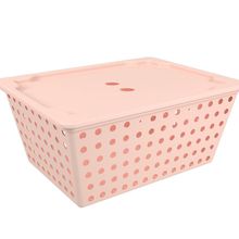 Cesto organizador con tapa rosa Blush One maxi
