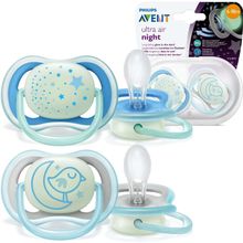 Set 2 Chupete Ultra Air Nocturno Niño 6-18M