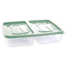 Recipiente rectangular con 2 divisiones verde