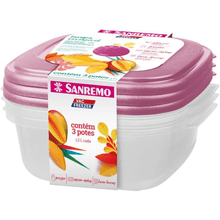 Set de 3 potes plasticos 1300ml morado