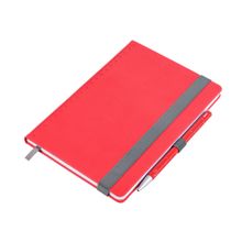 Cuaderno con boligrafo rojo