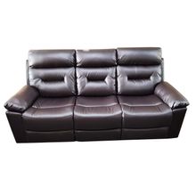 Sofa recli 3 puestos cuero eco marron cannes