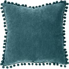 Cojin Con Borlas Color Azul 40X40 Cm