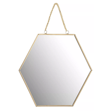 Mirror honeycomb shape/espejo exagonal colgar oro