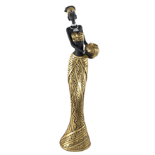 Figura decorativa mujer africana dorada 41cm