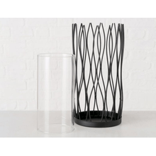 Portavela Farol Lario Metalico Negro 25 Cm