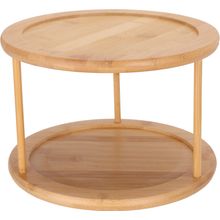 Bandeja lazy susan de bambu 2 niveles
