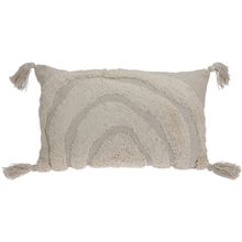 Cojin semicirculos beige con borlas 30X50Cm